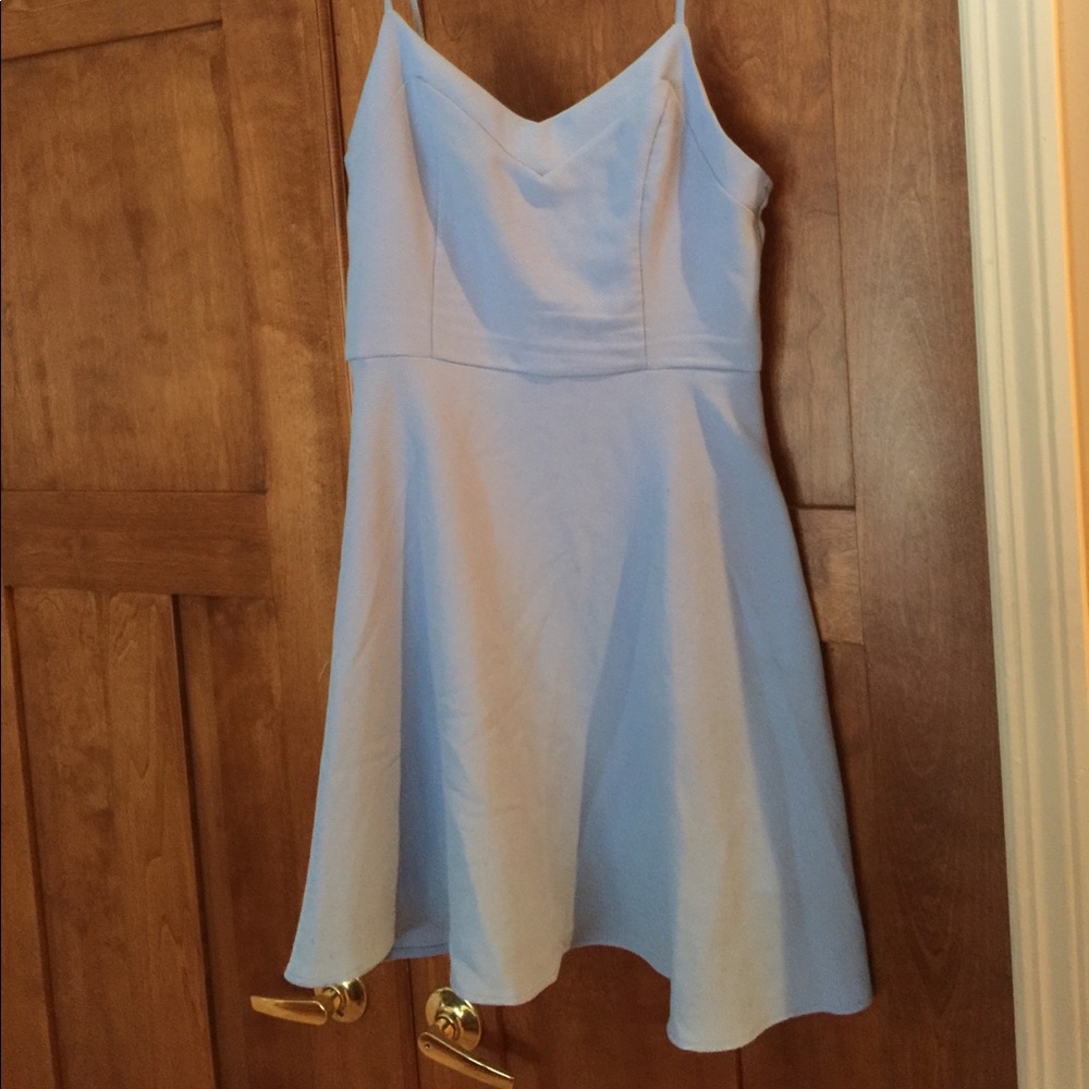 Everly powder blue spaghetti strapped mini dress